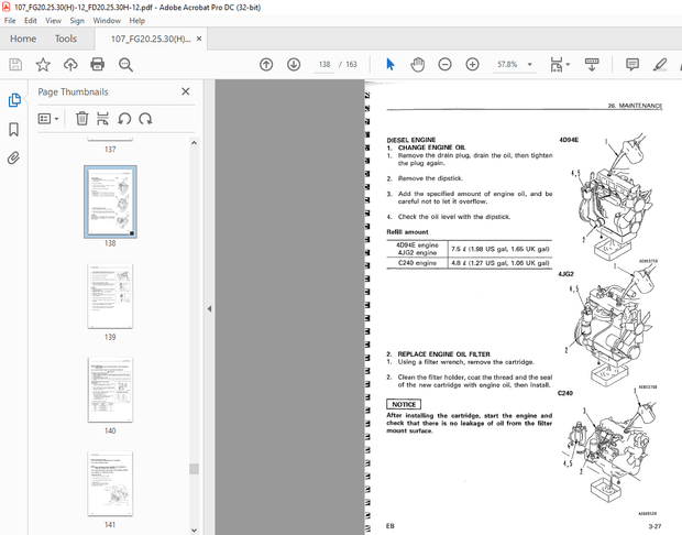 Komatsu FORKLIFT TRUCK FG20/25/30-12FG20H/25H/30H-12FD20/25/30-12FD20H/25H/30H-12 Parts Manual - PDF
