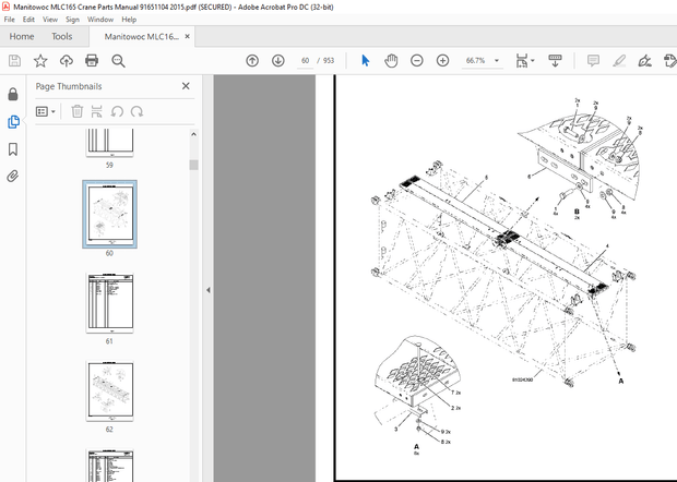 Manitowoc Crane MLC165 Parts Manual SN 91651104 – PDF DOWNLOAD