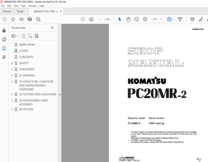 Komatsu Hydraulic Excavator PC20MR-2 Shop Manual SEBM037001 - PDF  DOWNLOAD