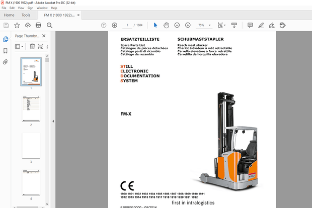 STILL STED Forklift Reach mast stacker FM-X Spare Parts List Manual (1900 1922) – PDF DOWNLOAD