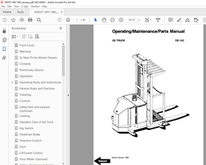 BT Prime Mover OE-15C Truck Operating Maintenance Parts Manual - PDF DOWNLOAD