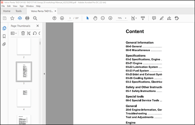 Volvo Penta TAD1341GE-TAD1371VE Group 20 workshop Manual_422522998 – PDF DOWNLOAD