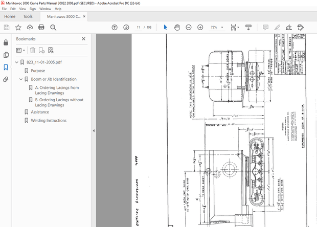 Manitowoc Traditional Crane 3000 Parts Manual SN 30022 – PDF DOWNLOAD