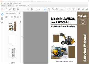 Gehl AWS36 &amp; AWS46 Wheel Steer Loader Service Manual 918265 – PDF DOWNLOAD