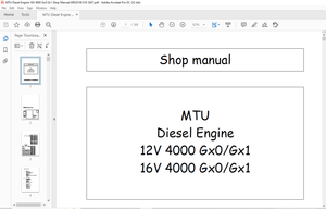 MTU Diesel Engine 12V 4000 Gx0 Gx1 16V 4000 Gx0 Gx1 Shop Manual MR20108-01E PDF