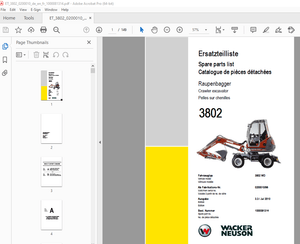 Wacker Neuson 3802 Crawler Excavator Parts Manual 1000081314 - PDF DOWNLOAD