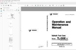 Tadano Hydraulic Truck Crane TL-250E-3 Operation and Maintenance Manual PDF