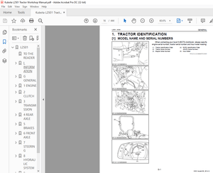 Kubota Tractor L2501 Workshop Manual – PDF DOWNLOAD
