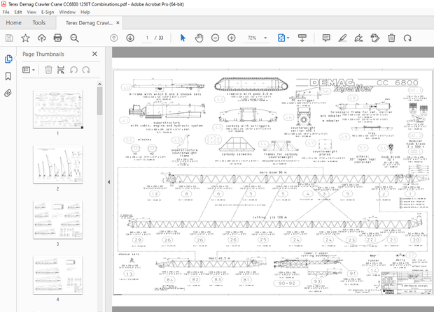 Terex Demag Crane CC6800 1250T Combinations Manual – PDF DOWNLOAD