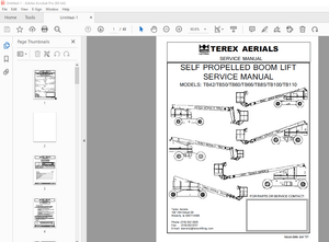Terex TB42/TB50/TB60/TB66/TB85/TB100/TB110 Boom Lift Service Manual PDF