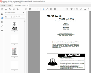 Manitowoc Crane 8500 (Tier 3 Engine) Parts Manual SN 8501000 – PDF DOWNLOAD