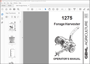 Gehl Forage Harvester 1275 Operators Manual 908011A – PDF DOWNLOAD