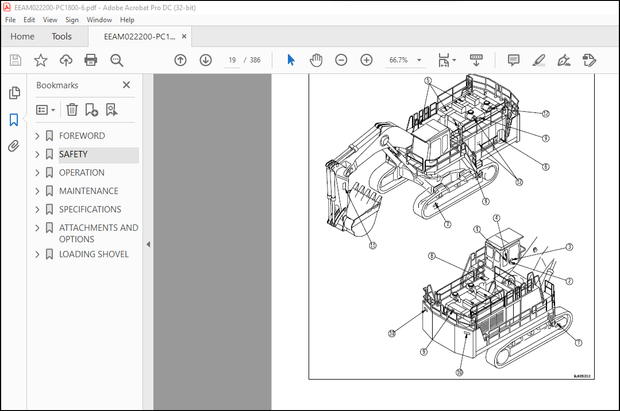 Komatsu PC1800-6 Hydraulic Excavator Operation &amp; Maintenance Manual EEAM022200 – PDF DOWNLOAD