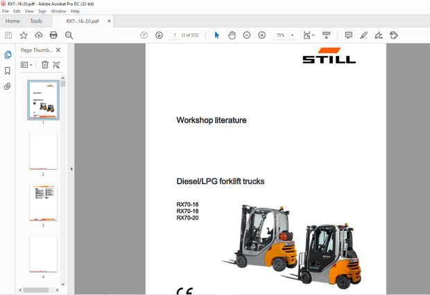 STILL STED Diesel LPG forklift trucks RX70-16 RX70-18 RX70-20 workshop Manual – PDF DOWNLOAD
