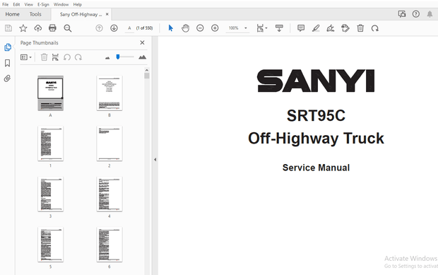 Sany SRT95C Off-Highway Dump Trucks Service Manual – PDF DOWNLOAD