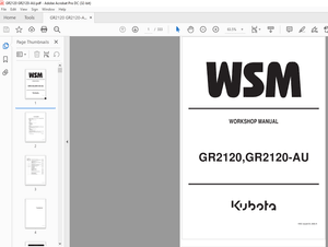 Kubota Garden Tractor GR2120 GR2120-AU Workshop Manual – PDF DOWNLOAD