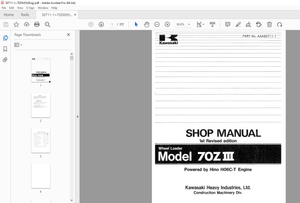 Kawasaki 70ZIII Wheel Loader Hino HO6C-T Engine Shop Manual - PDF DOWNLOAD