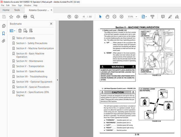 Kobelco SK115SRDZ-1E Excavator Operator’s Manual – PDF DOWNLOAD