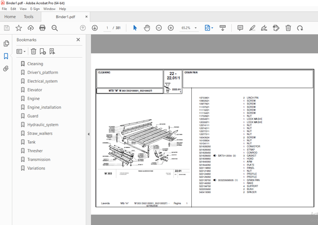 Laverda M303 Agricultural Tractor Parts Manual 552100001-552100027 – PDF DOWNLOAD