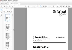 Pottinger Tractor EUROTOP 881 A Spare parts list Manual -PDF DOWNLOAD