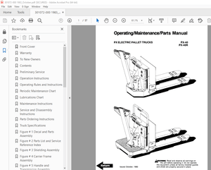 BT Prime-Mover PX-40 PX-40R Electric Pallet Truck Operating Maintenance &amp; Parts Manual - PDF 