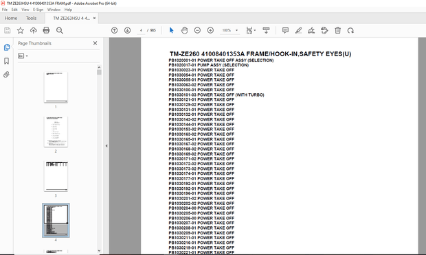 Tadano Crane TM-ZE260 41008401353A FRAME/HOOK-IN,SAFETY EYES(U) Parts Manual - PDF DOWNLOAD