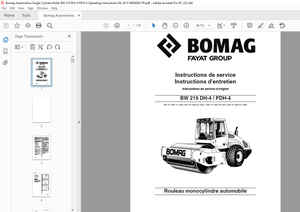 BOMAG Rouleau monocylindre automobile BW 219 DH-4 PDH-4 Instructions de service Manual PDF DOWNLOAD