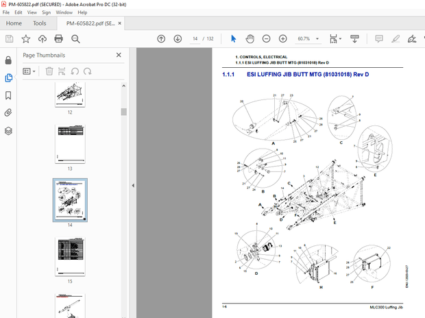 Manitowoc Crane MLC300 Luffing Jib Parts Manual 605822 PDF