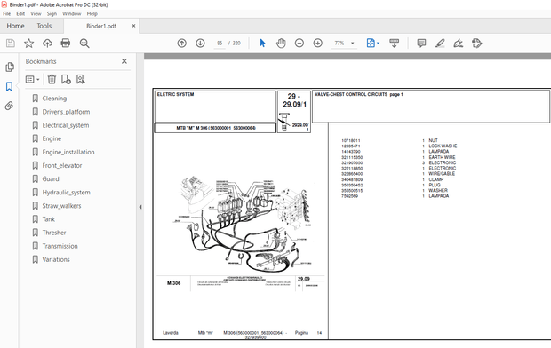 Laverda M306 Agricultural Tractor Parts Manual 563000001-563000064 – PDF DOWNLOAD