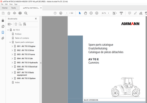 Ammann AV 70 X Tandem Roller Parts Manual SN 4062034 PDF