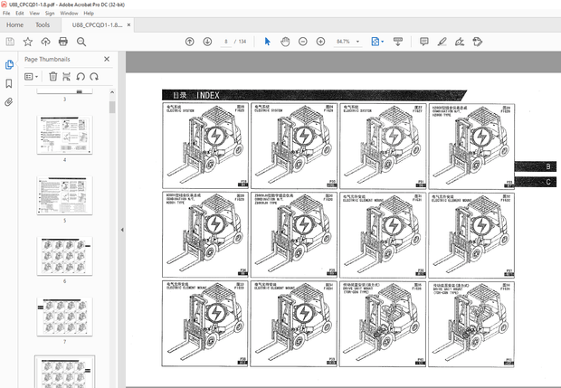 Heli Forklift H2000 Series 1-1.8T BalanceWeight Type Forklift Truck With Engine Parts Manual – PDF 