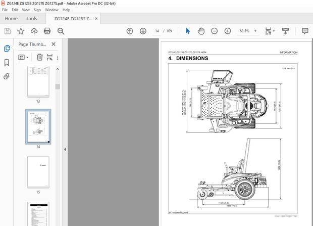 Kubota Zero Turn Mower ZG124E ZG123S ZG127E ZG127S Workshop Manual – PDF DOWNLOAD