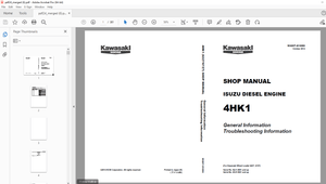 Kawasaki KCM 4HK1 Isuzu Diesel Engine(General Information Troubleshooting Information)  Shop Manual 