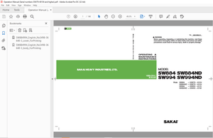 Sakai Vibrating Roller SW884 SW884ND SW994 SW994ND OPERATING &amp; MAINTENANCE MANUAL- PDF DOWNLOAD