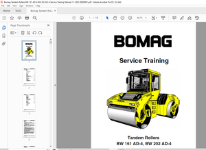 Bomag Tandem Rollers BW 161 AD-4, BW 202 AD-4 Service Training Manual 00809981 – PDF DOWNLOAD