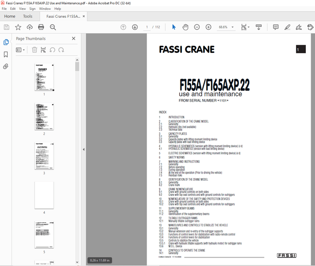 Fassi Cranes F155A.F165AXP.22 Use and Maintenance Manual – PDF DOWNLOAD