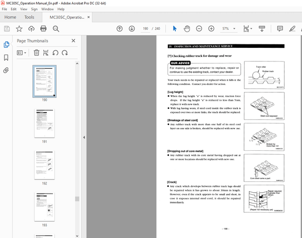 Maeda MC-305C MINI-CRAWLER CRANE OPERATION MANUAL  – PDF DOWNLOAD