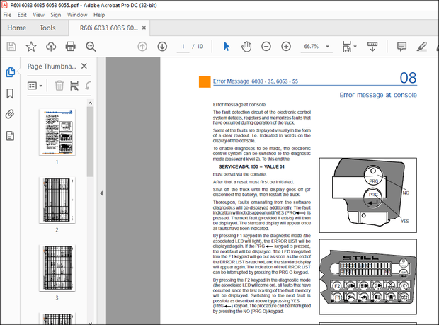 Still Sted Forklift R60i 6033 6035 6053 6055 error list Manual – PDF DOWNLOAD