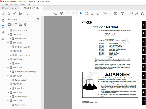 Manitowoc Grove RT765E-2 Service Manual – PDF DOWNLOAD