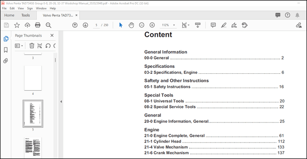 Volvo Penta TAD734GE Group 00-08, 20-26, 32-37 Workshop Manual_353523948 – PDF DOWNLOAD