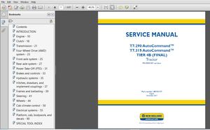 New Holland T7.290 T7.315 TIER 4B (FINAL) Tractor Service Repair Manual (48193177) – NH T7.290 T7.31