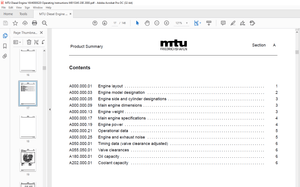 MTU Diesel Engine 16V4000G20 16V4000G40  16V4000G80 Operating Instruction Manual M015345-20E PDF