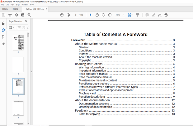 Kalmar ⁯DRF 400-450 Maintenance Manual UDRF01.04GB – PDF DOWNLOAD