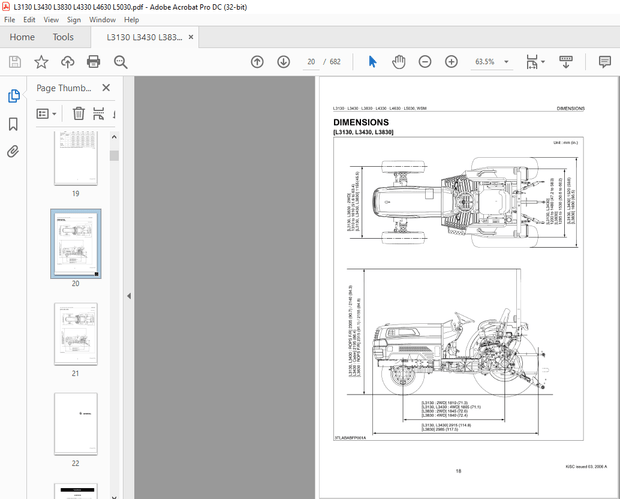 Kubota Tractor L3130 L3430 L3830 L4330 L4630 L5030 Workshop Manual – PDF DOWNLOAD