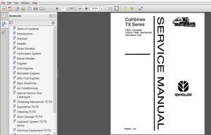 New Holland TX36 TX66 &amp; TX68 Combines TX Series Service Manual (40483610) -  PDF DOWNLOAD