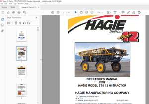 Hagie Hi-Tractor STS 12 Sprayer Operator’s Manual 493505 – PDF DOWNLOAD