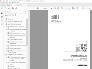 Ammann ARX 23-2 ARX 26-2 Tandem Roller Operating Manual - PDF