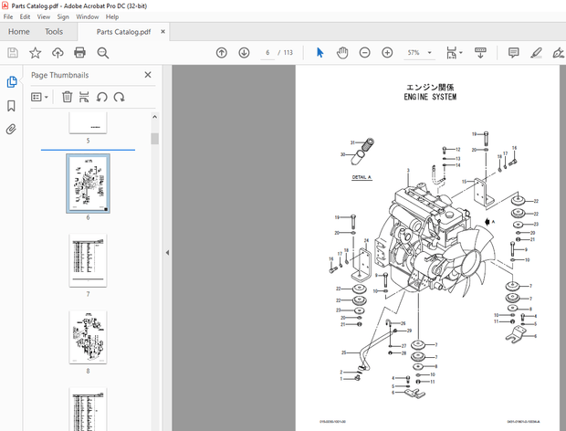 Sakai VIBRATING Roller SW770HF ENGINE ISUZU 4JJ1XDIA Parts Catalogue Manual