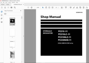 Komatsu PC210-11,PC210LC-11,PC210NLC-11,PC230NHD-11 Hydraulic Excavator Shop Manual UENBM00366 - PDF