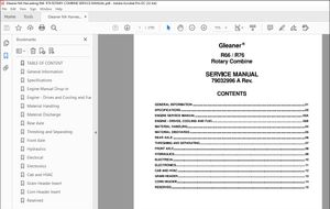 Gleaner NA Harvesting R66 R76 Rotary Combine Service Manual 79032996A – PDF DOWNLOAD